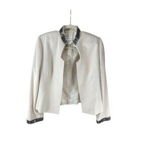 La Bottega Women's Ivory Blazer With Beaded Collar Cuffs Size 10 Dressy Evening